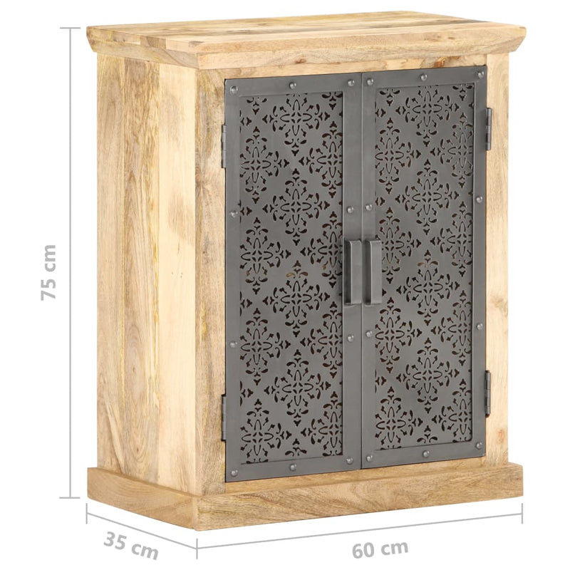 Sideboard with Steel Doors 23.6"x13.8"x29.5" Solid Mango Wood