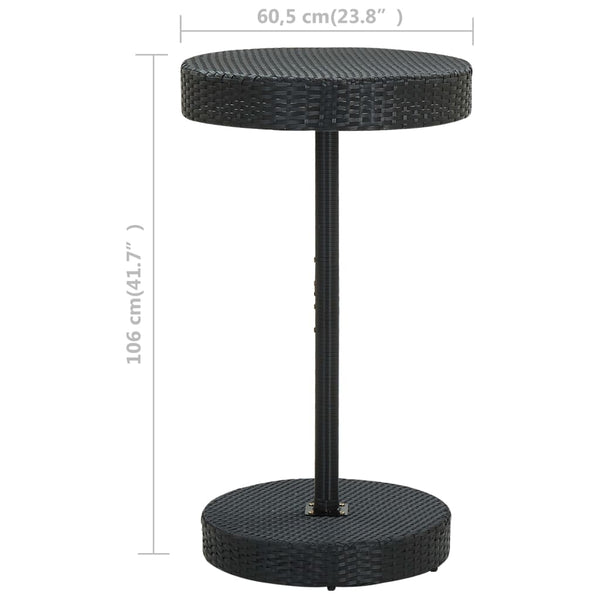 Patio Table Black 23.8"x41.7" Poly Rattan