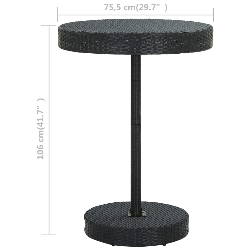Patio Table Black 29.7"x41.7" Poly Rattan
