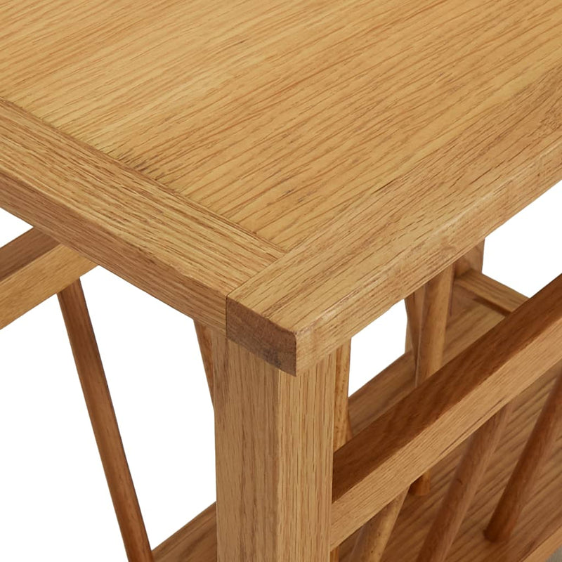 Magazine Table 17.7"x10.6"x16.5" Solid Oak Wood