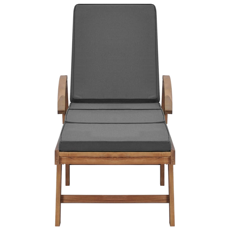 Sun Loungers with Cushions 2 pcs Solid Teak Wood Dark Gray