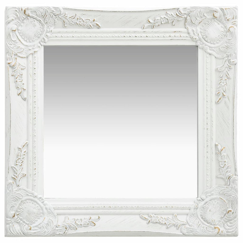 Wall Mirror Baroque Style15.7"x15.7" White