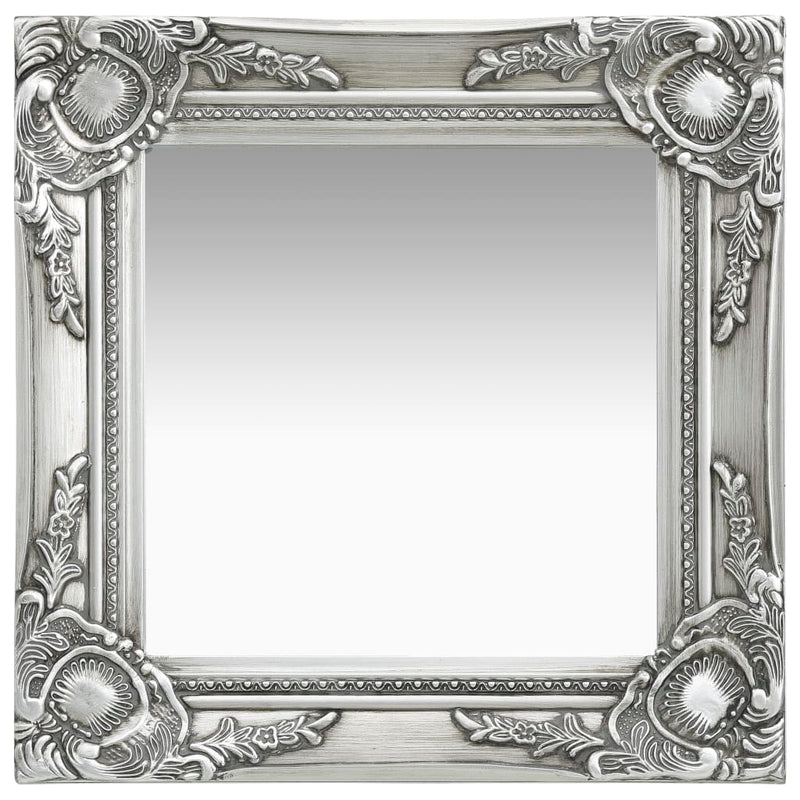 Wall Mirror Baroque Style 15.7"x15.7"Silver