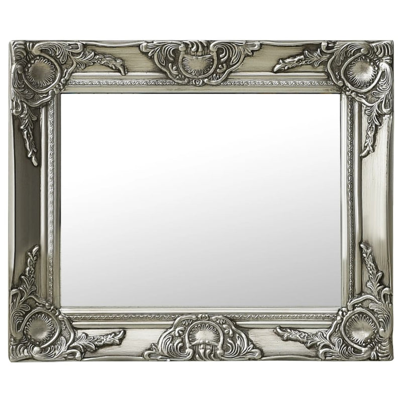 Wall Mirror Baroque Style 19.7"x15.7" Silver
