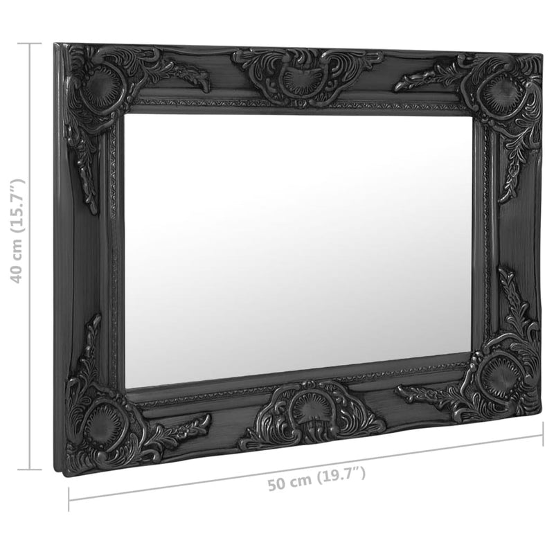 Wall Mirror Baroque Style19.7"x15.7" Black