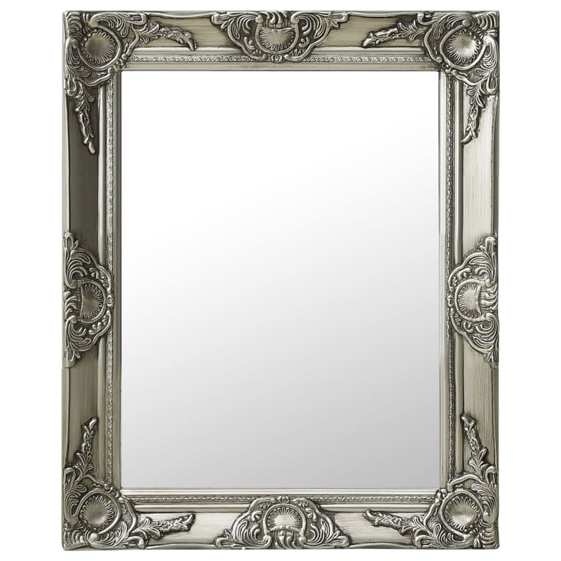 Wall Mirror Baroque Style 19.7"x23.6" Silver