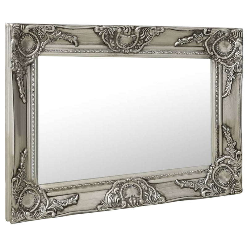 Wall Mirror Baroque Style 23.6"x15.7" Silver