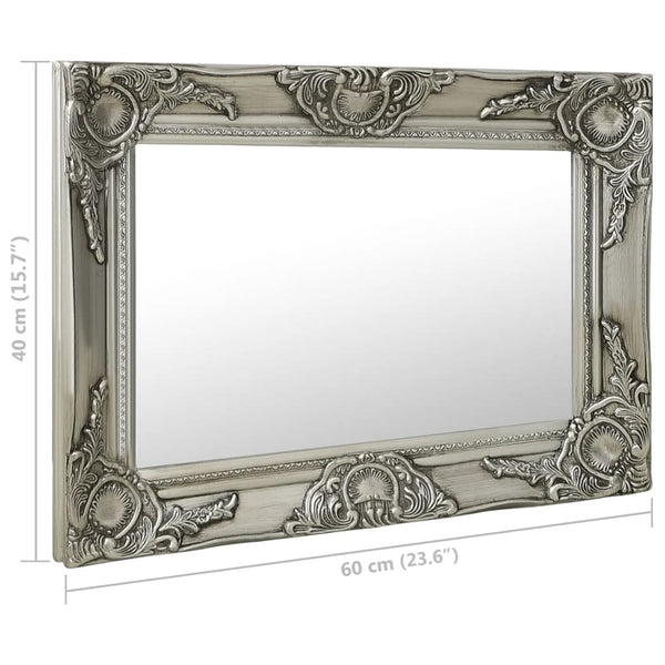 Wall Mirror Baroque Style 23.6"x15.7" Silver
