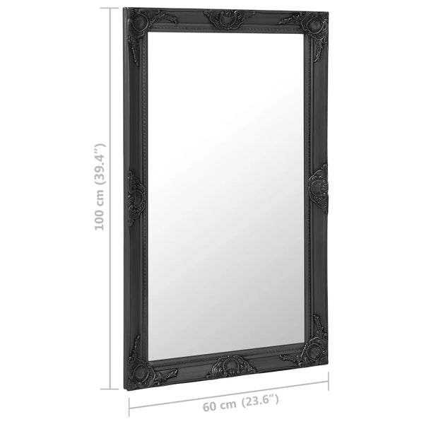 Wall Mirror Baroque Style 23.6"x39.4" Black