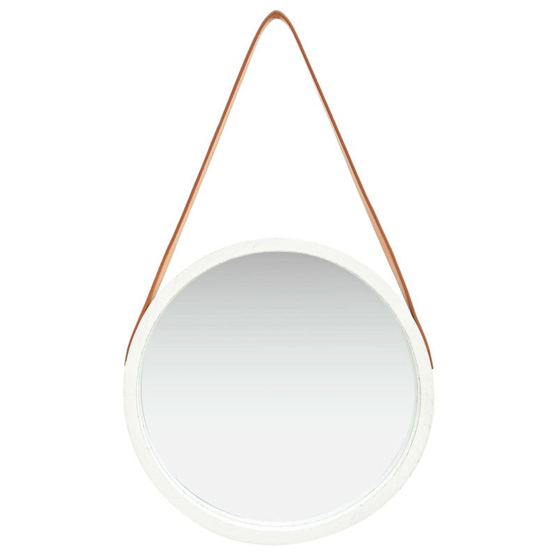 Wall Mirror with Strap 15.7" White