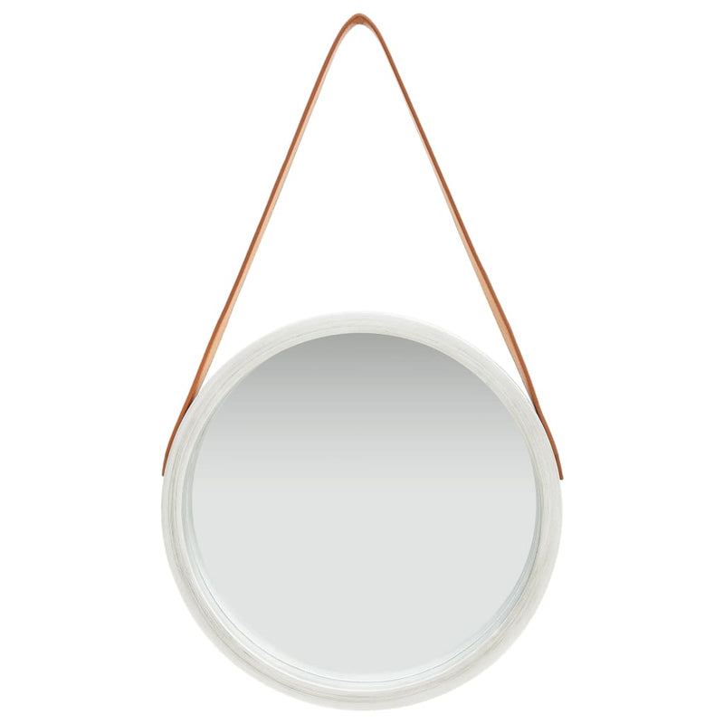 Wall Mirror with Strap 15.7" Silver