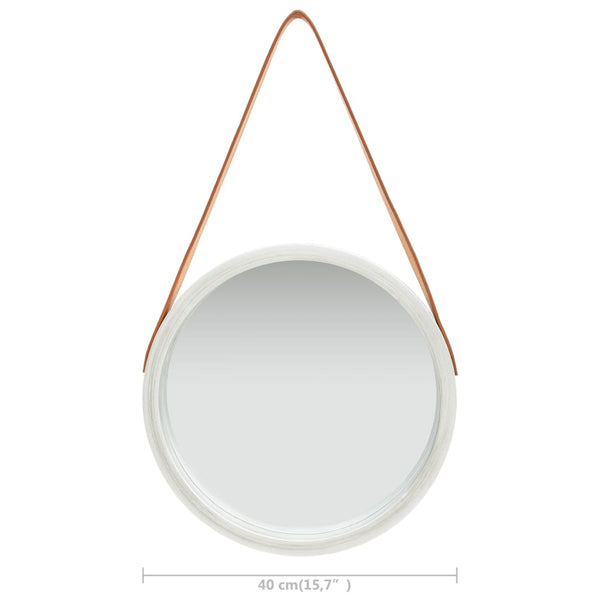 Wall Mirror with Strap 15.7" Silver