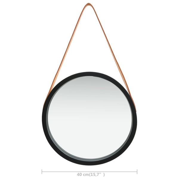 Wall Mirror with Strap 15.7" Black