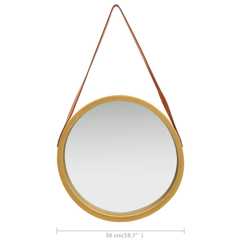 Wall Mirror with Strap 16.7" Gold