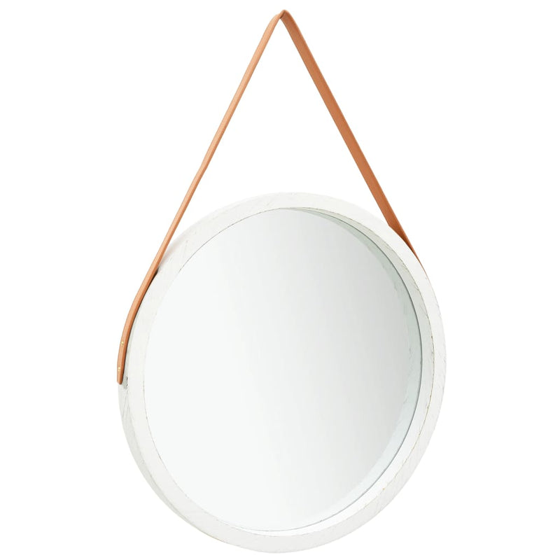 Wall Mirror with Strap 23.6" White