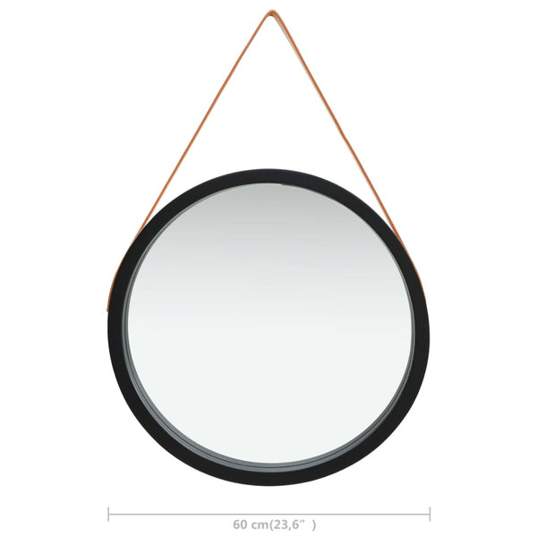 Wall Mirror with Strap 23.6" Black