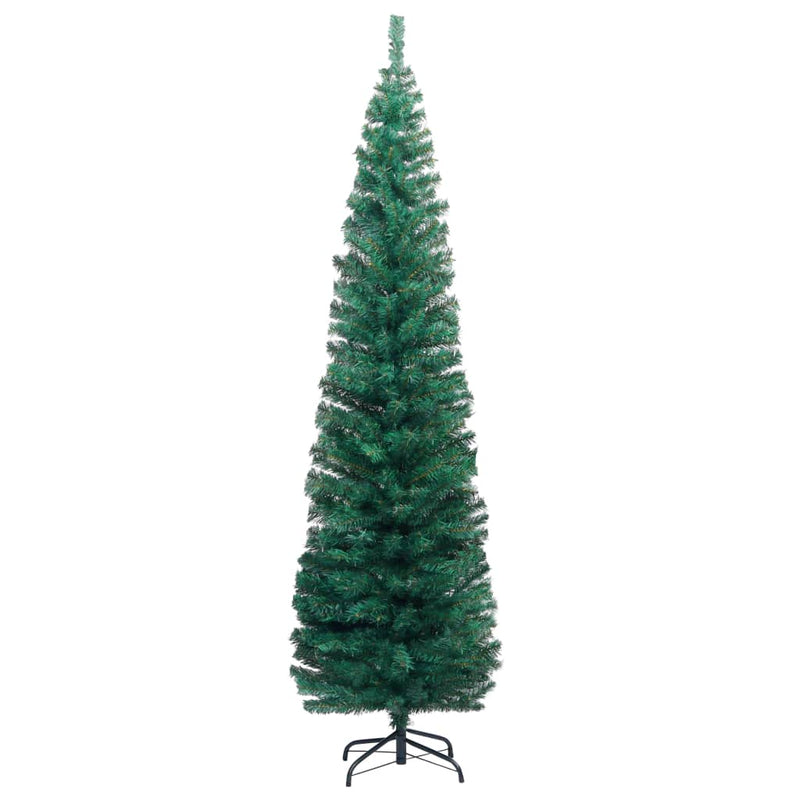 Slim Artificial Christmas Tree with Stand Green 70.9" PVC
