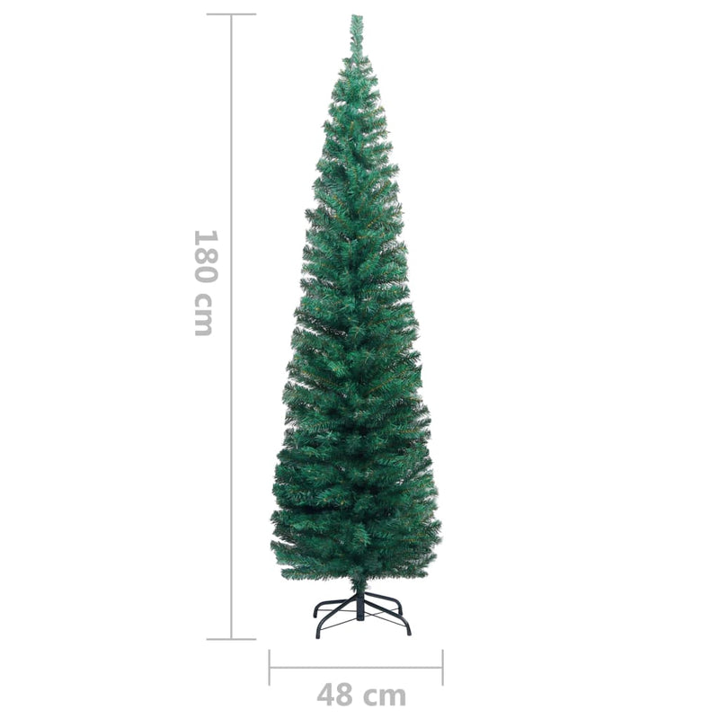 Slim Artificial Christmas Tree with Stand Green 70.9" PVC