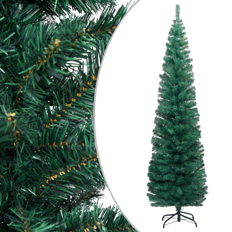 Slim Artificial Christmas Tree with Stand Green 94.5" PVC