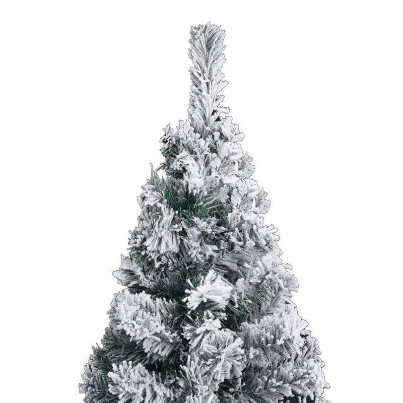 Slim Artificial Christmas Tree with Flocked Snow Green 59.1" PVC