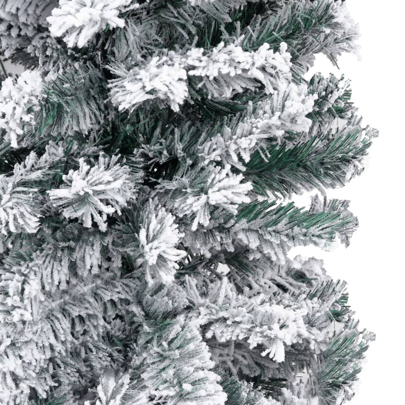 Slim Artificial Christmas Tree with Flocked Snow Green 70.9" PVC
