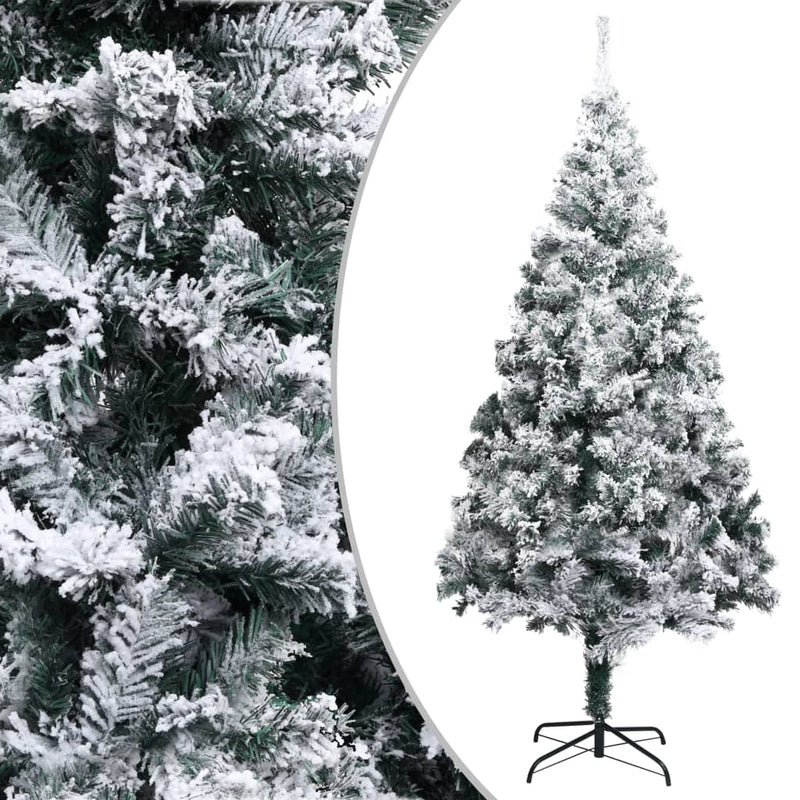 Artificial Christmas Tree with Flocked Snow Green 82.7" PVC