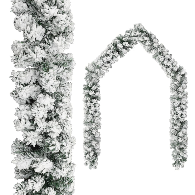 Christmas Garland with Flocked Snow Green 16.4' PVC