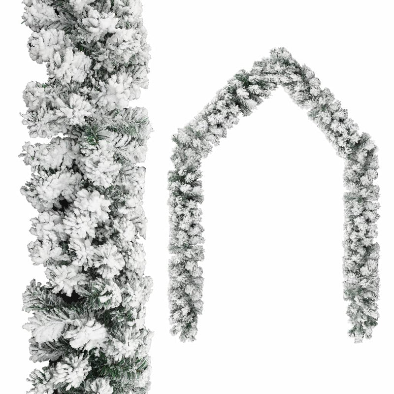 Christmas Garland with Flocked Snow Green 32.8' PVC