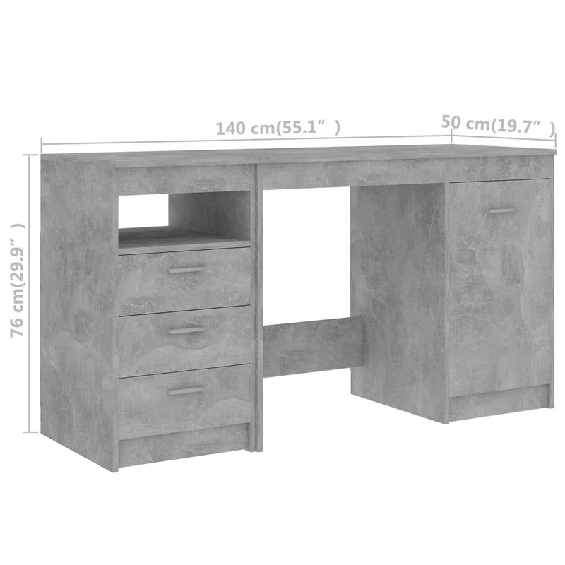 Desk Concrete Gray 55.1"x19.7"x29.9" Chipboard