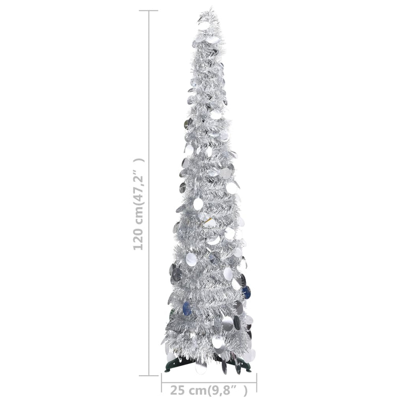 Pop-up Artificial Christmas Tree Silver 70.9" PET