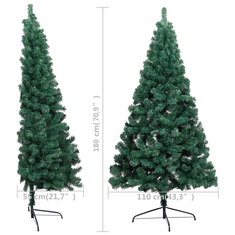 Artificial Half Christmas Tree with Stand Green 70.9" PVC