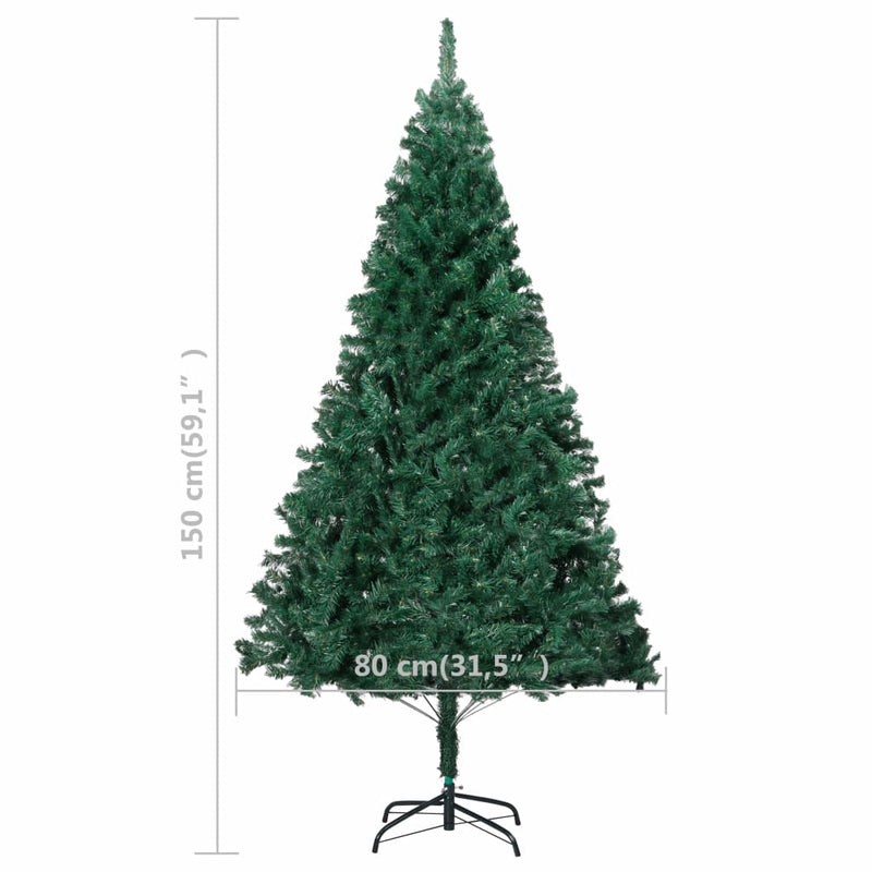 Artificial Christmas Tree with Thick Branches Green 59.1" PVC