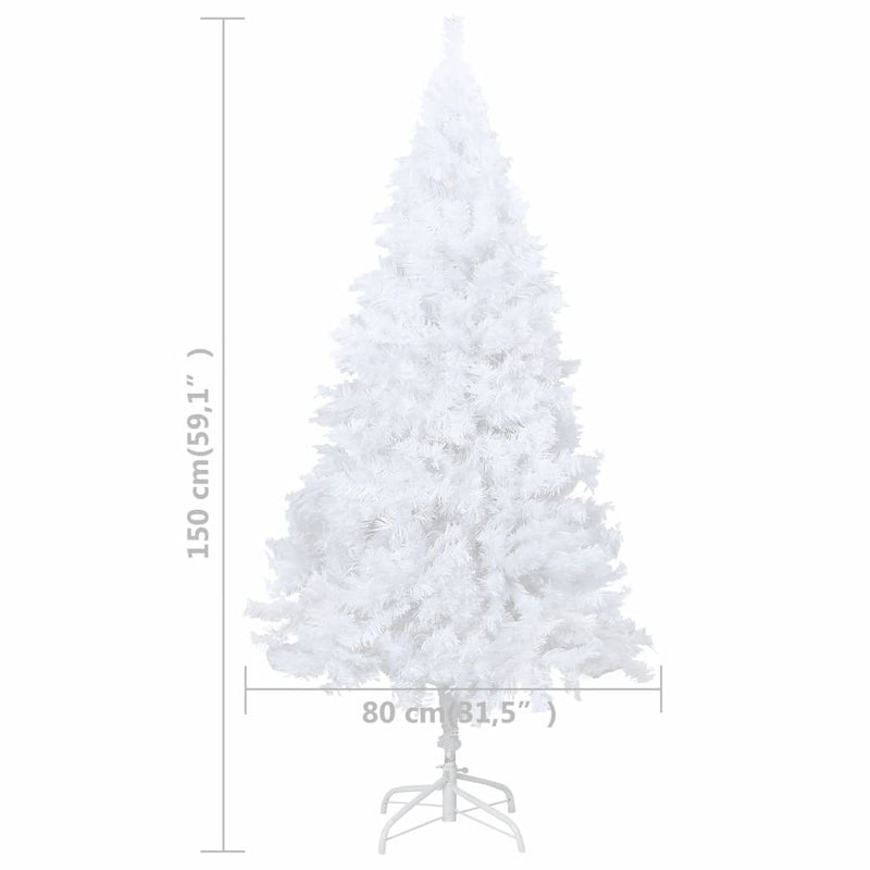 Artificial Christmas Tree with Thick Branches White 59.1" PVC