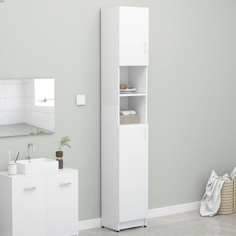 Bathroom Cabinet White 12.6"x10"x74.8" Chipboard