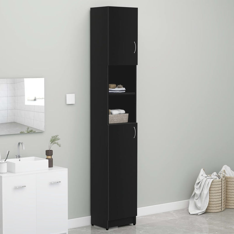 Bathroom Cabinet Black 12.6"x10"x74.8" Chipboard