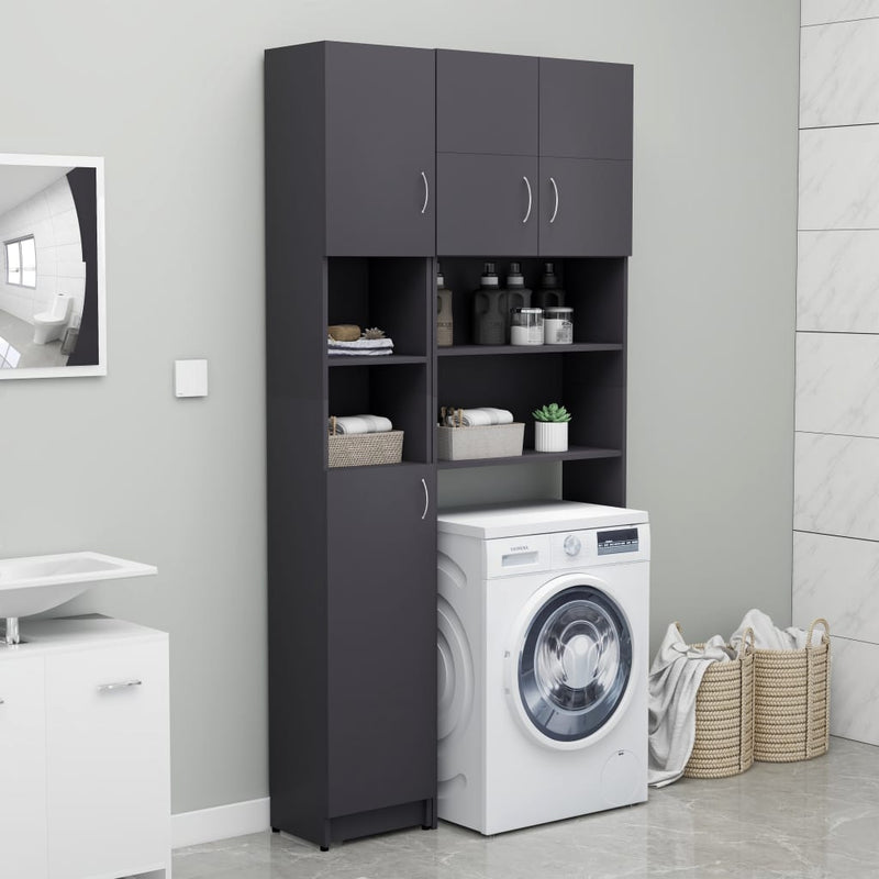 Washing Machine Cabinet Gray 12.6"x10"x74.8" Chipboard