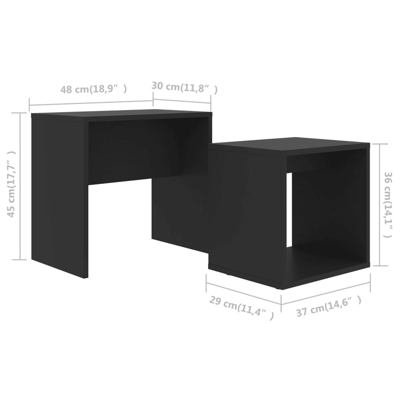 Coffee Table Set Black 18.9"x11.8"x17.7" Chipboard