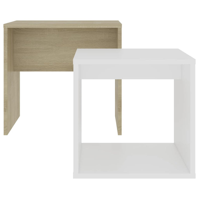 Coffee Table Set White and Sonoma Oak 18.9"x11.8"x17.7" Chipboard