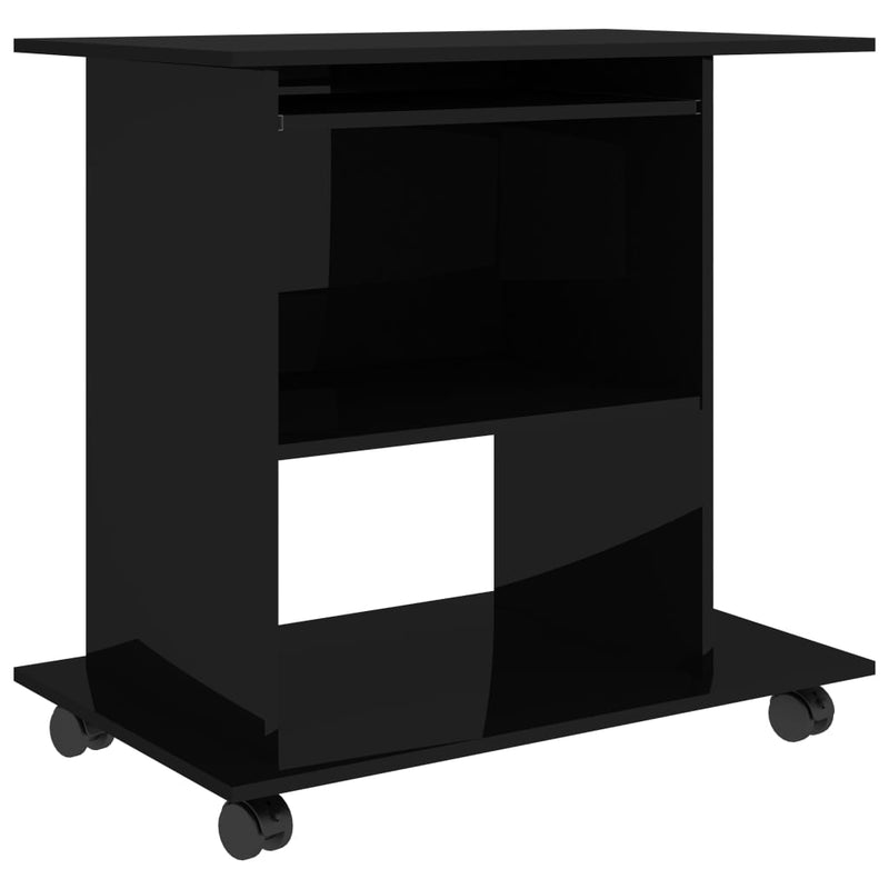 Computer Desk High Gloss Black 31.5"x19.7"x29.5" Chipboard