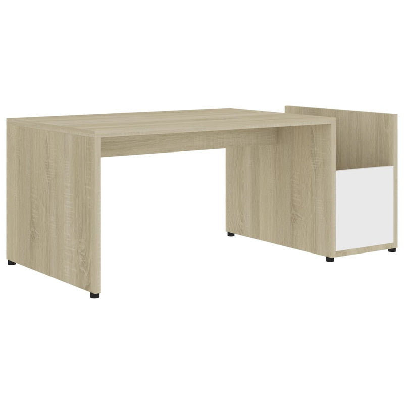 Coffee Table White and Sonoma Oak 35.4"x17.7"x13.8" Chipboard