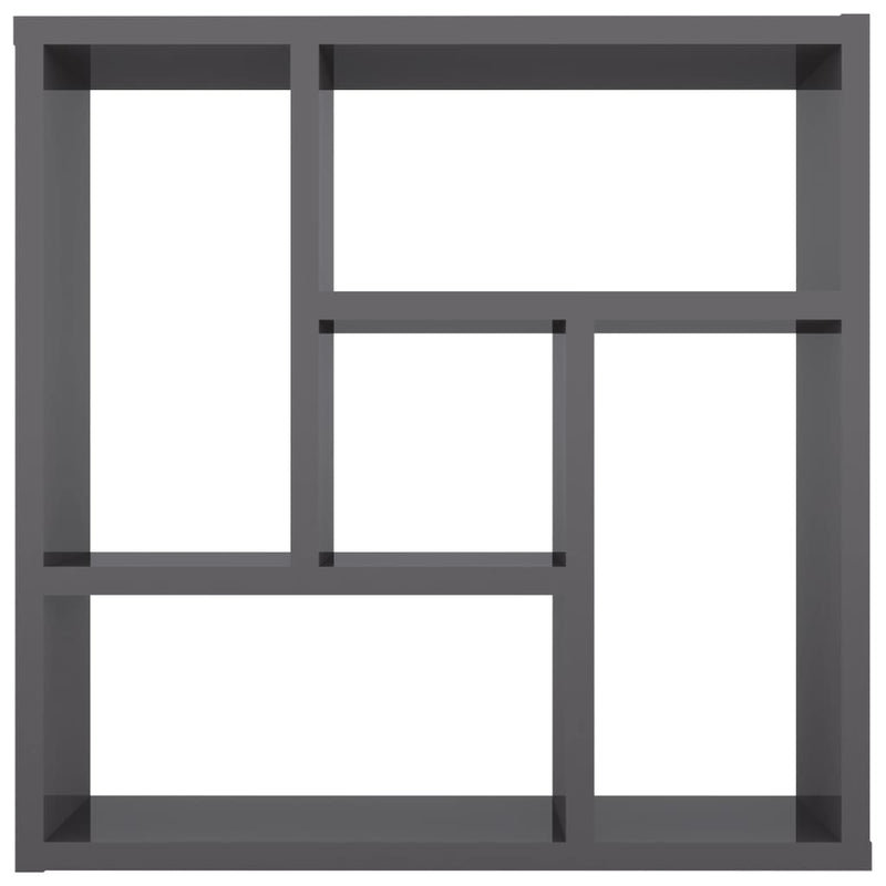 Wall Shelf High Gloss Gray 17.7"x6.2"x17.7" Chipboard