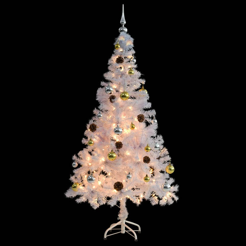 Artificial Christmas Tree with Baubles and LEDs White 59.1"