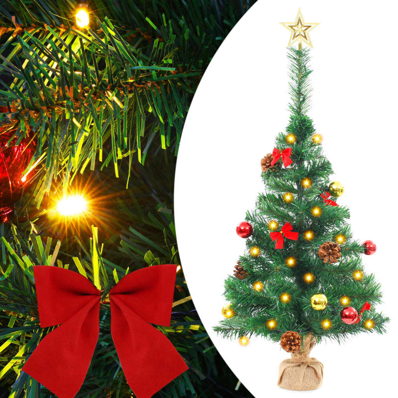 Artificial Christmas Tree with Baubles and LEDs Green 25.2"
