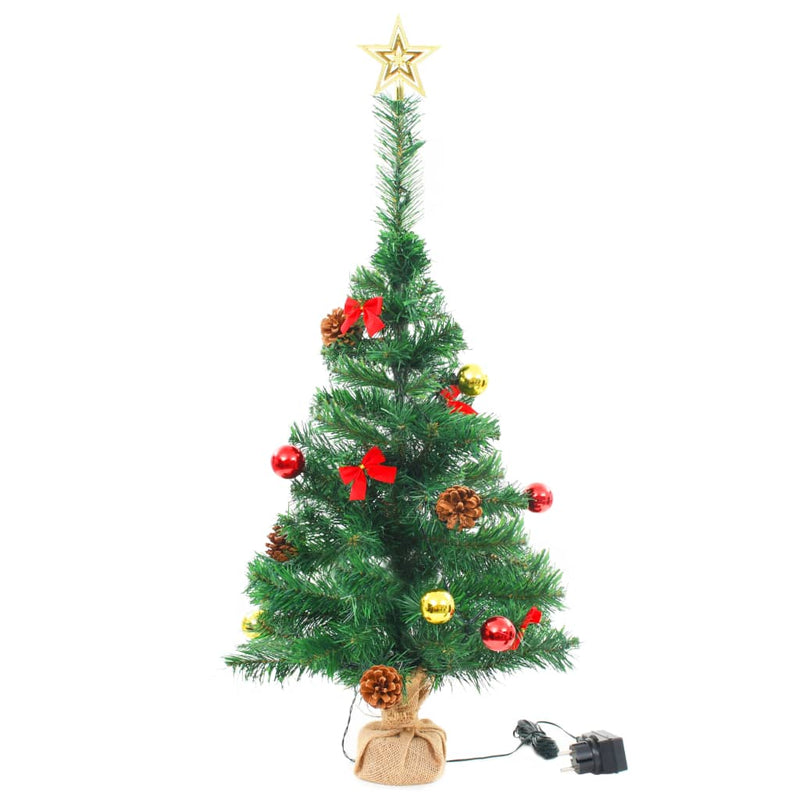 Artificial Christmas Tree with Baubles and LEDs Green 25.2"