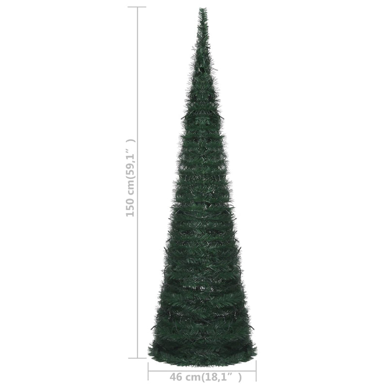 Pop-up String Artificial Christmas Tree with LED Green 59.1"