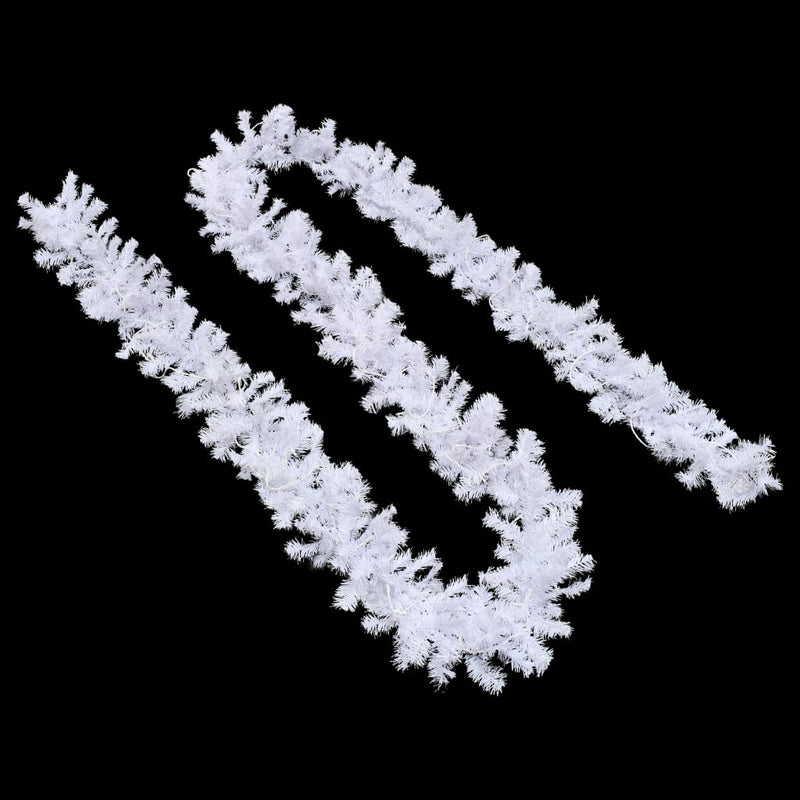 Christmas Garland with LED Lights White 16.4' PVC