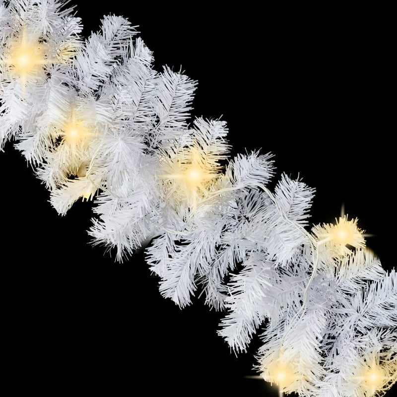 Christmas Garland with LED Lights White 16.4' PVC