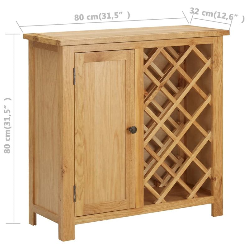 Wine Cabinet for 11 Bottles 31.5"x12.6"x31.5" Solid Oak Wood