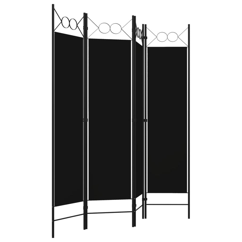 4-Panel Room Divider Black 63"x70.9"