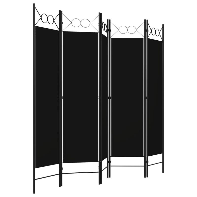 5-Panel Room Divider Black 78.7"x70.9"
